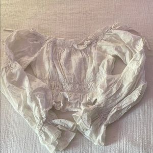 Princess Polly White Puff Cropped Top